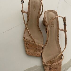 SCHUTZ Tan Heels Slingback Sandals